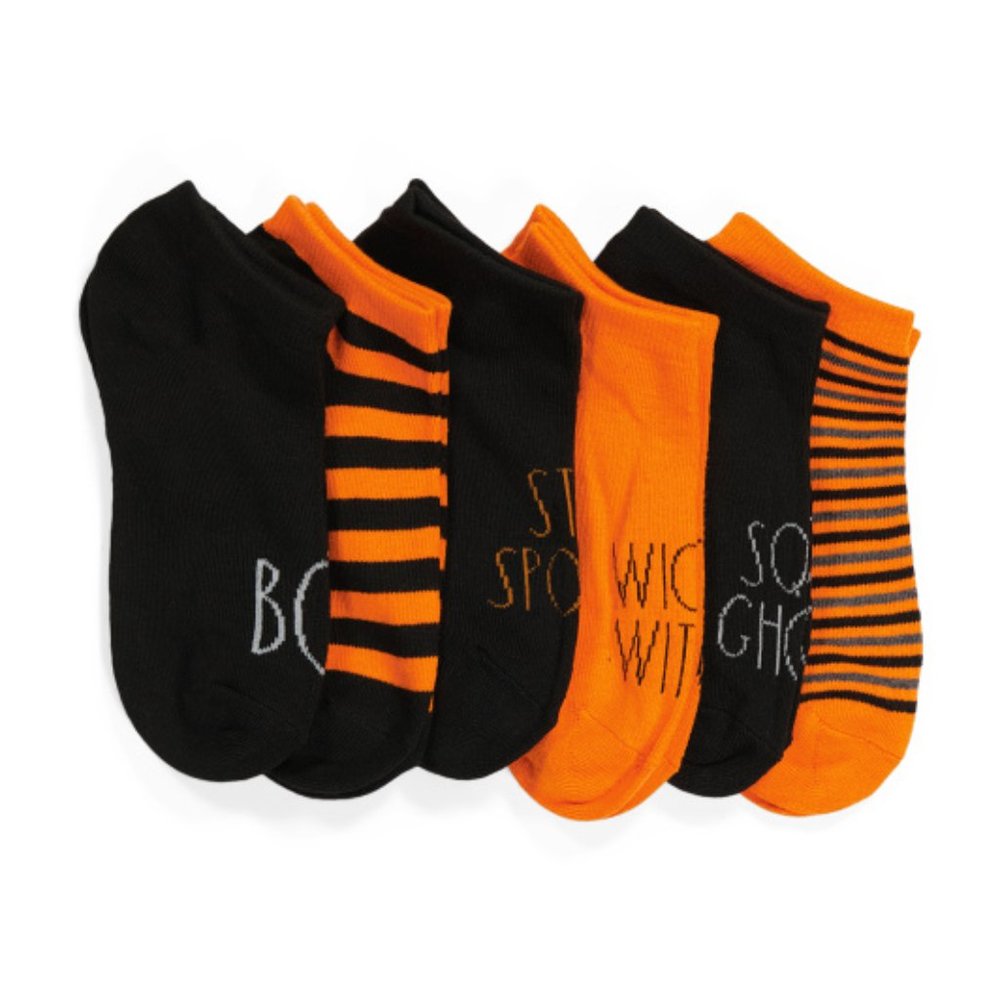Rae Dunn 6pk Halloween Boo Ankle Socks NWT